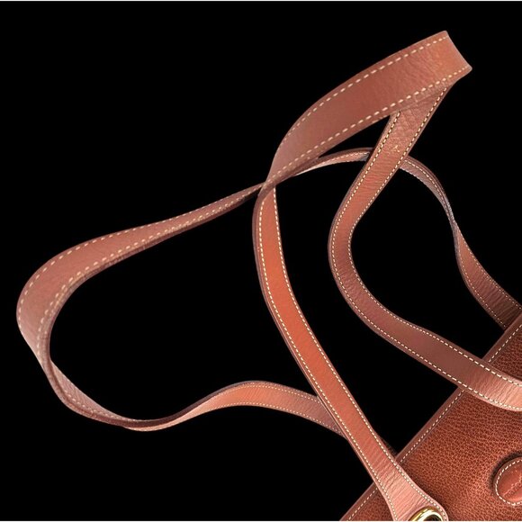 Vintage 1990s Marie Claire Cognac Leather Shoulder Tote Bag w/ Gold Hardware - Picture 14 of 14